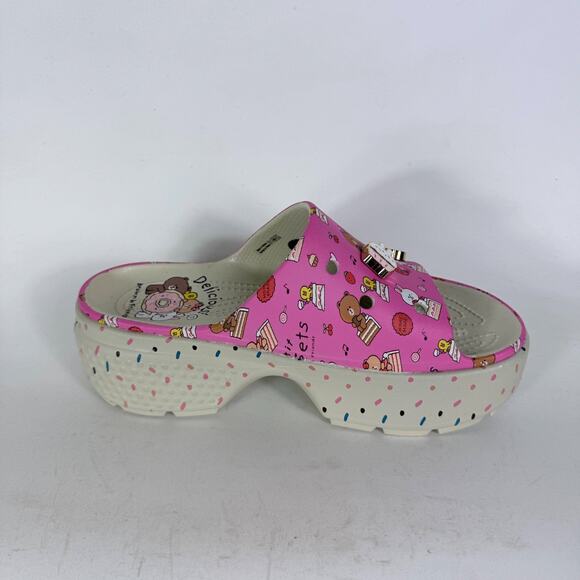 Crocs Line Friends Stomp Petit Sweets Slide Sandal Women 9 Pink Slip-On Open Toe - Picture 3 of 10